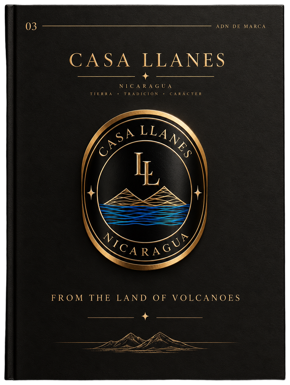 CASA LLANES black embossed leather cover with the gold LL monogram