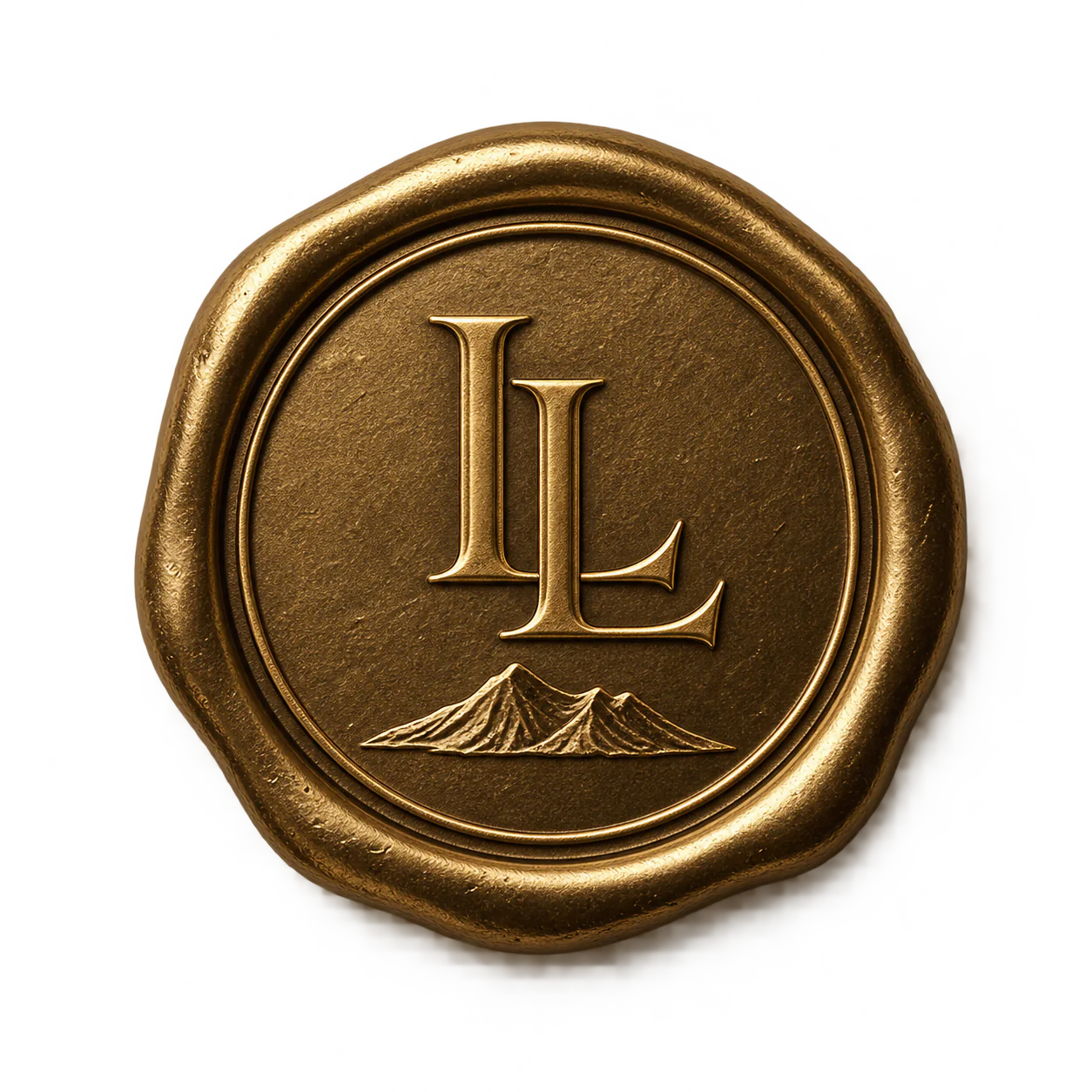 CASA LLANES House seal with LL monogram and volcano